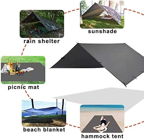 Photo 2 of KALINCO 10X10FT, Tent Tarp ,Picnic Mat Camping Tarp Tent Hammock Tarp, PU Waterproof Camping tarp Tent Rain Fly Picnic Mat Survival Shelter Sunshade
