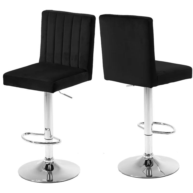 Photo 1 of Swivel velvet material Adjustable Height Bar Stool (Set of 2) 