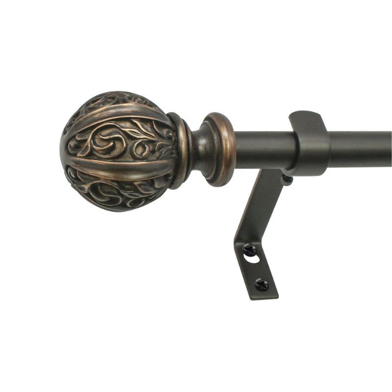 Photo 1 of Decopolitan Leaf Ball 5/8" Curtain Rod Set, 86 to 128 Inches, Vintage Bronze 86 to 128 Inches Vintage Bronze Rod Set