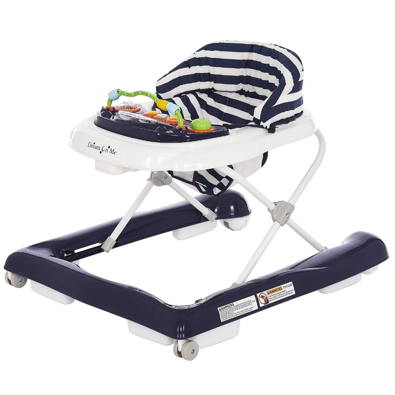 Photo 1 of Dream On Me 2-in-1 Ava Baby Walker, Easy Convertible Baby Walker, Walk Behind, Height Adjustable Seat, Added Back Support, Detachable-Toy Slate, Navy