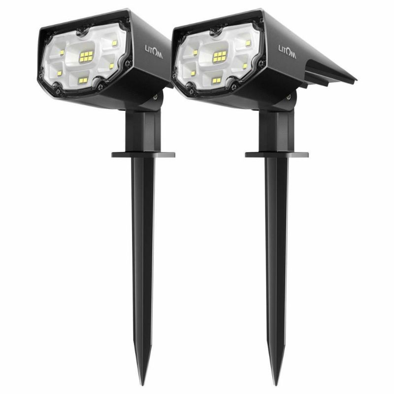 Photo 1 of LITOM 12 LED Solar Landscape Spotlights 2 Pack