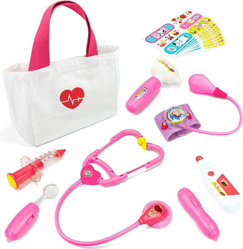 Photo 1 of Liberry Doctor Kit for Toddlers 3-5 Years Old, Doctor Bag Pretend Play Toys, Durable Medical Kit with Toy Stethoscope, Pink Doctor Gift how many pieces unknown brand new factory sealed