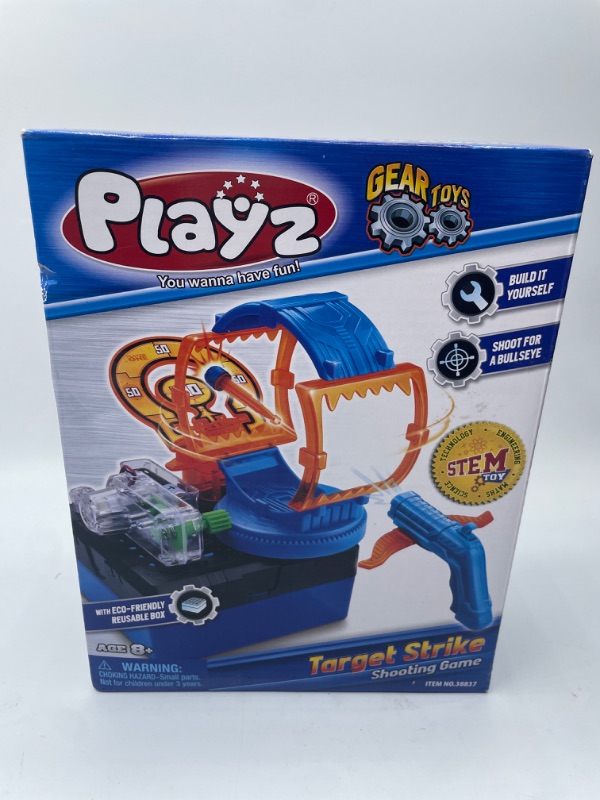 Photo 2 of Playz Target Strike Shooting Game Toy for Kids Ages 8-12 - DIY Gadget Gear STEM Science Kit with Rotating Bullseye, Pistol Toy Gun with Practice Target Kids for Boys, Girls, & Teens