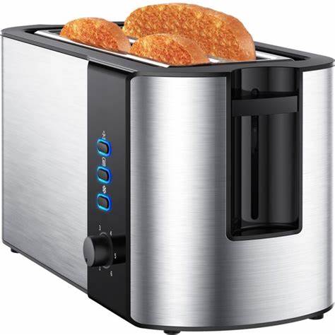 Photo 1 of IKICH Toaster 4 Slice, Long Slot Toaster with Warming Rack, 6 Browning Control, Reheat, Defrost, Compact Countertop Stainless Steel Toaster 4 Slice for Artisan Bread, Muffins, Croissants, Bun

