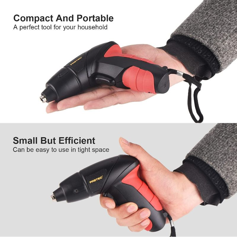 Photo 2 of PRETEC 11 in1 Electric Cordless Rechargeable Screwdriver Power Screw Guns (Red 11 in 1)
