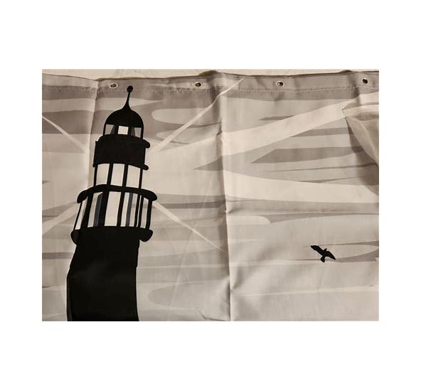 Photo 1 of Hulebin Lighthouse Shower Curtain Fabric For Bathroom Set, Black And
