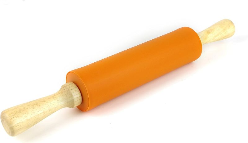 Photo 1 of Remeel Silicone Rolling Pin for Baking Non-stick Rolling Pin Dough Roller Wooden Handle Kitchen Accessories Pastry Roller

