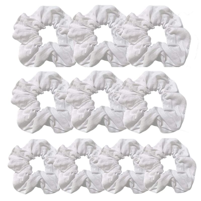 Photo 1 of 10 Pack Hair Scrunchies for Tie Dye White Cotton Elastics Scrunchy Soft Hair Bands Hair Ties for Girls
