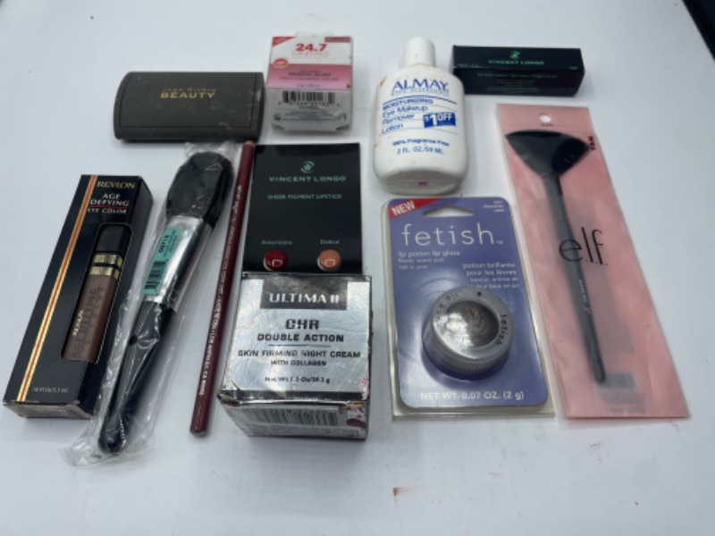 Photo 1 of Miscellaneous Variety Brand Name Cosmetics Including (E.L.F, Vincent Longo, Revlon, Fetish, Maybelline) And Discontinued Items