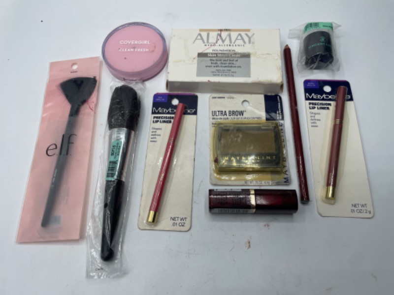 Photo 1 of Miscellaneous Variety Brand Name Cosmetics Including (E.L.F, Vincent Longo, Revlon,Covergirl, Maybelline) And Discontinued Items