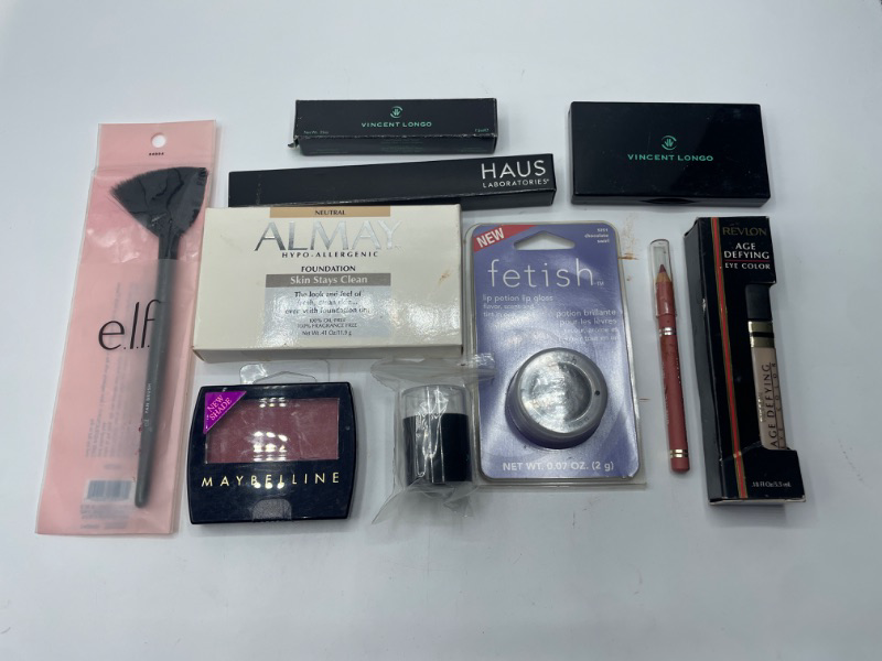 Photo 1 of Miscellaneous Variety Brand Name Cosmetics Including (E.L.F, Vincent Longo, Revlon,Haus, Maybelline) And Discontinued Items
