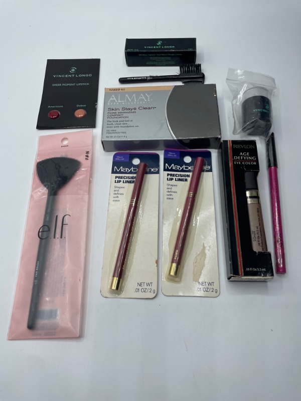 Photo 1 of Miscellaneous Variety Brand Name Cosmetics Including (E.L.F, Vincent Longo, Revlon, Almay, Maybelline) And Discontinued Items