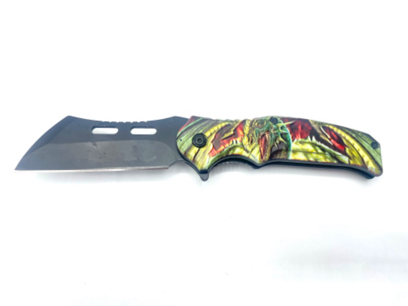 Photo 3 of Green And Red Open Winged Dragon Pocket Knife New 