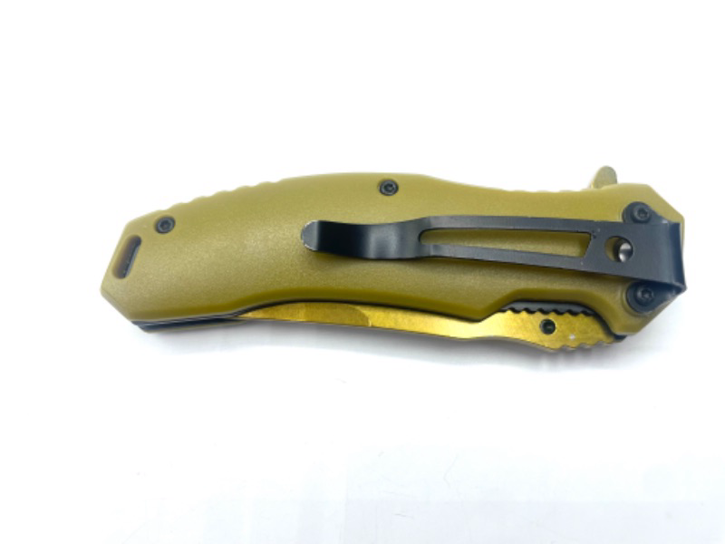 Photo 3 of Gold Yellow Skull Holding Chains Folder Pocket Knife New 
