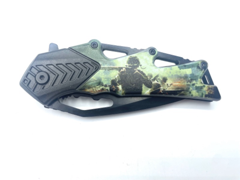 Photo 1 of Tactical Green Army Pocket Knife New 