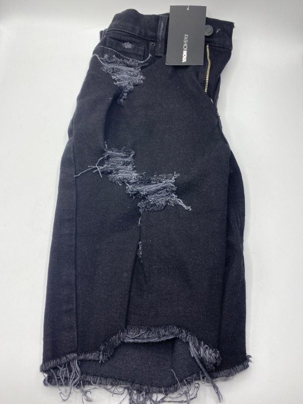 Photo 3 of Fashion Nova Cross Your Heart Distressed Bermuda Shorts - Black Size 1