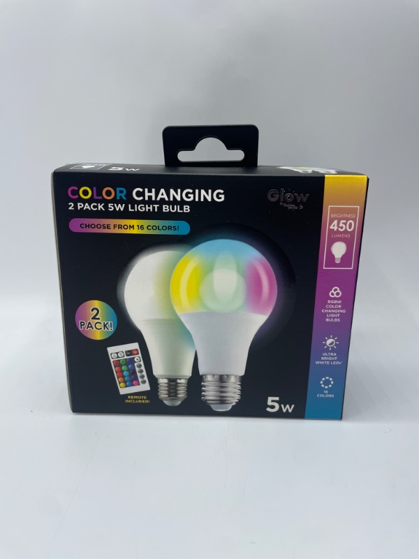 Photo 3 of 2-Pack Glow By GabbaGoods LED Multi-Color RGB Light Bulbs With Remote - 5 Watt