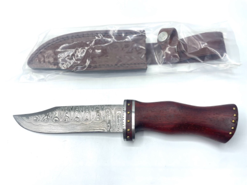 Photo 2 of SZCO Supplies Damascus Wood Bowie Knife 11"