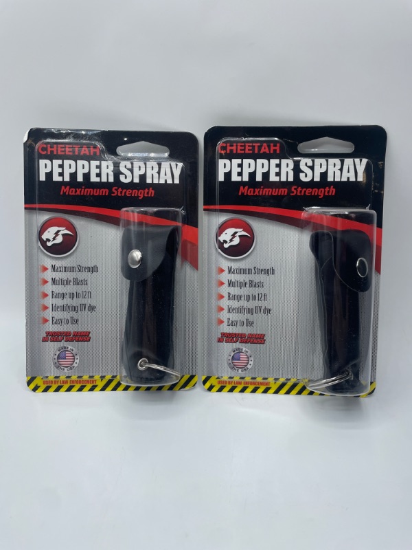 Photo 2 of 2 Pack Solid Black Cheetah Brand Pepper Spray Maximum Strength Range Up to 12 Feet
