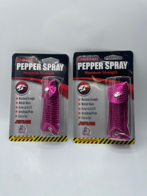 Photo 1 of 2 Pack Pink Snake skin Cheetah Pepper Spray Maximum Strength Range Up to 12  Feet