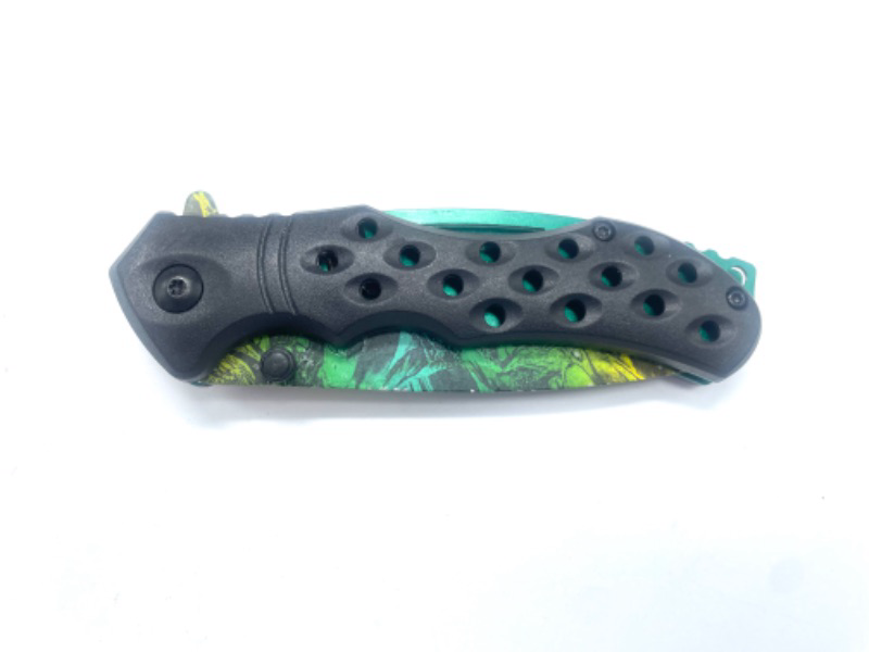 Photo 1 of Black Pocket Knife With Open Mouth Snakes Blade Green Blue And Yellow Pocket Knife New