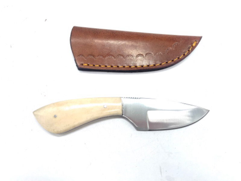 Photo 1 of HK-6.75 Fulltang Bone Skinner Hunting Knife With Case New 