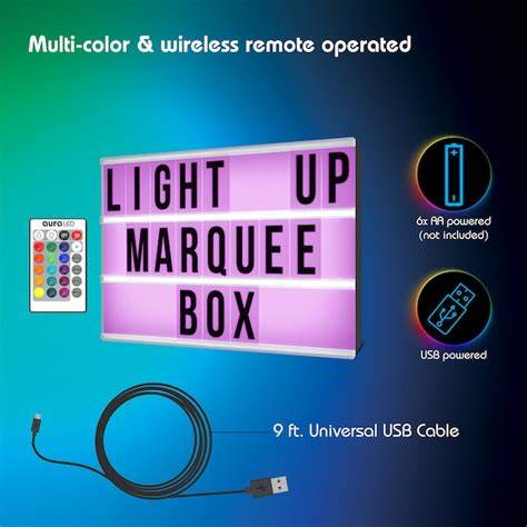 Photo 2 of Aura LED Multi-Color Light Up Marquee Box with Remote, Alphabet, Symbols, Numbers