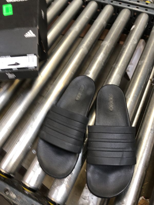 Photo 2 of adidas Unisex-Adult Adilette Aqua Slides Sandal 11 Women/10 Men Black/Black/Black