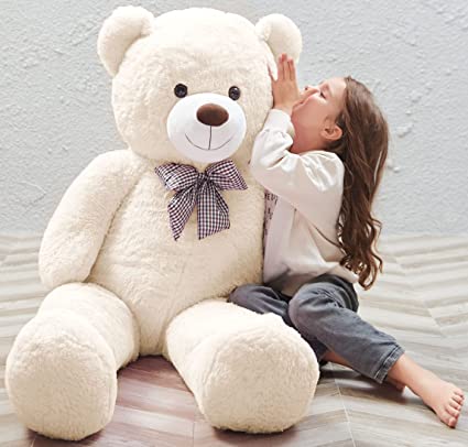 Photo 1 of  Giant White Teddy Bear Stuffed Animals Plush Toy for Girlfriend Kids Christmas Valentine's Day Birthday 47 Inches
