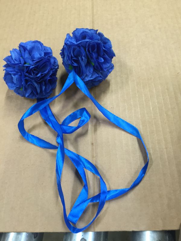 Photo 2 of BalsaCircle  2pcs 3-Inch Royal Blue Hydrangea Kissing Flower Balls - Artificial Flowers