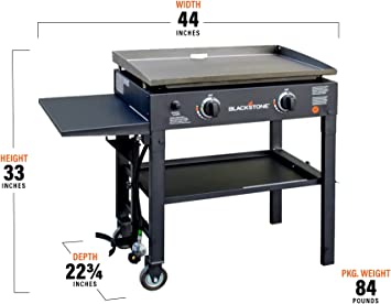 Photo 2 of Blackstone Flat Top Gas Grill Griddle 2 Burner Propane Fuelled Rear Grease Management System, 1517, Outdoor Griddle Station for Camping, 28 inch 28" with 1 Side Shelf Griddle