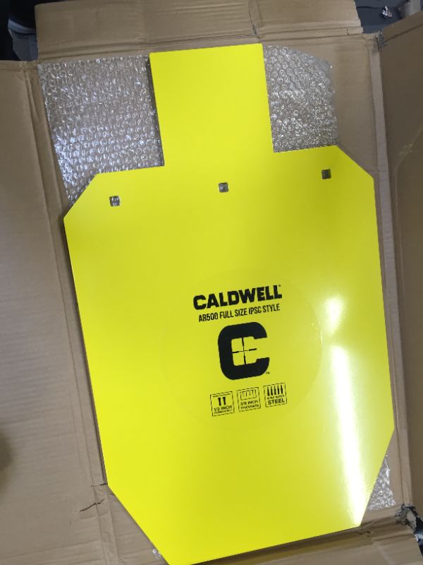 Photo 4 of Caldwell High Caliber AR500 Steel Targets 3/8 Inch Thickness, Rifle Rated for Precision Shooting and Target Practice with Hanging Options (Sold Separately) Full Size IPSC