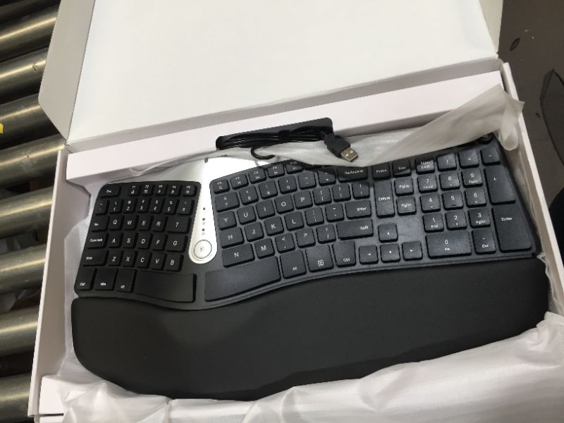 Photo 2 of Nulea Ergonomic Keyboard, Wired Split Keyboard with Pillowed Wrist and Palm Support, Featuring Dual USB Ports, Natural Typing Keyboard for Carpal Tunnel, Compatible with Windows/Mac  - LIKE NEW 