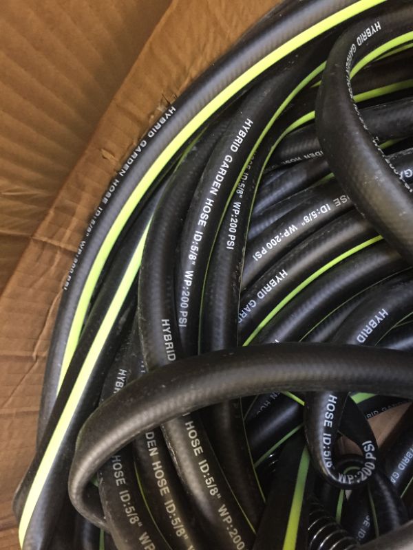 Photo 2 of  Hybrid Garden Hose 5/8 IN. x 50 FT, Heavy Duty, Lightweight, Flexible with Swivel Grip Handle and Solid Brass Fittings
