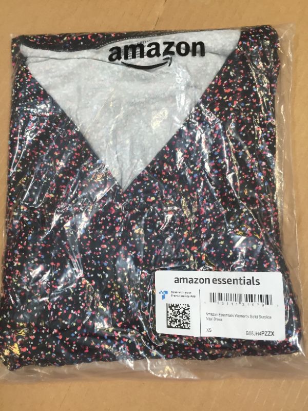 Photo 4 of Amazon Essentials Women's Waisted Maxi Dress (Available in Plus Size) Rayon Blend Black, Confetti X-Small