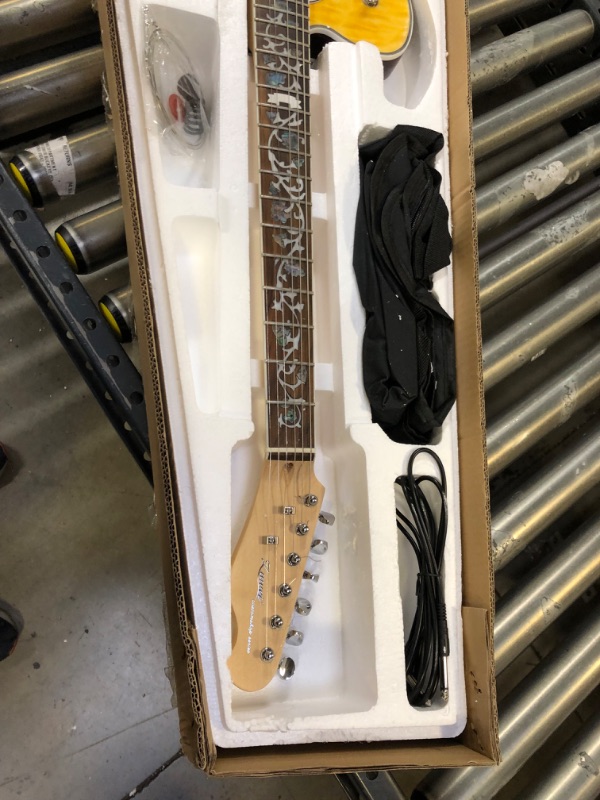 Photo 3 of ZUWEI Semi Hollow Electric Guitar Custom Shop 22 Frets, Maple Top Purplewood Fingerboard Canada Maple Neck Flower Inlay(yellow)