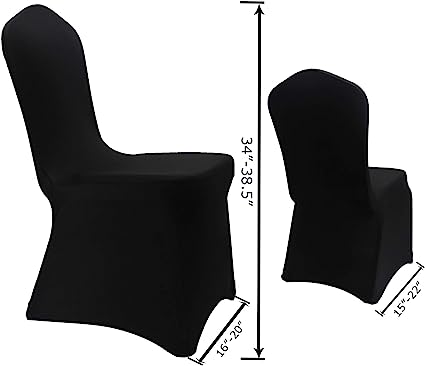 Photo 2 of 2 PACK WELMATCH Black Spandex Folding Chair Covers 2 PCS  Events Party Decoration Stretch Elastic Chair Covers Good (Black,) Good Regular Spandex Black Folding