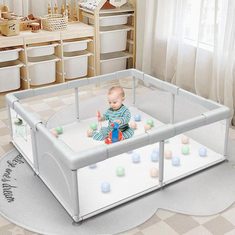 Photo 1 of Baby Playpen Play Pens for Babies and Toddlers Baby Fence Baby Play Yards for Indoor & Outdoor with Breathable Mesh Anti-Fall Playpen
