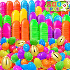Photo 1 of AMENON 500 Count Plastic Easter Eggs Bulk Include 5 Golden Surprise Egg, 2.2 Inch 6 Colors Empty Shell- Value Easter Eggs for Easter Eggs Hunt, Classroom Prize Supplies, Easter Basket Stuffer Filler