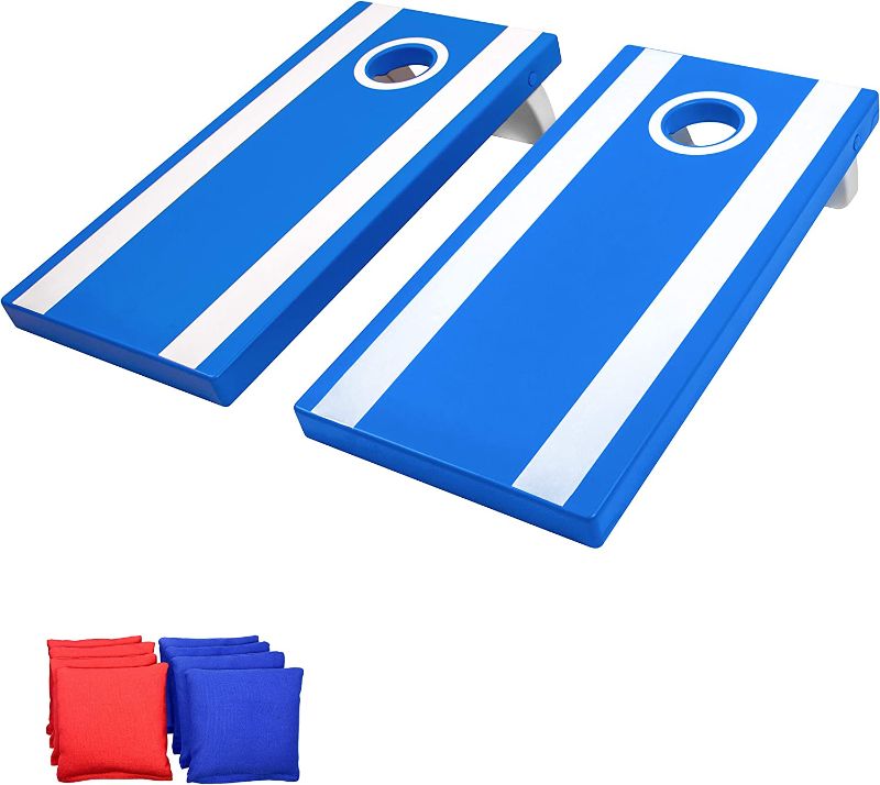 Photo 1 of GoSports 4 ft x 2 ft All Weather Cornhole Game Set - Includes 8 Bean Bags & Game Rules (Choose Between American Flag, Red, and Blue Designs)
