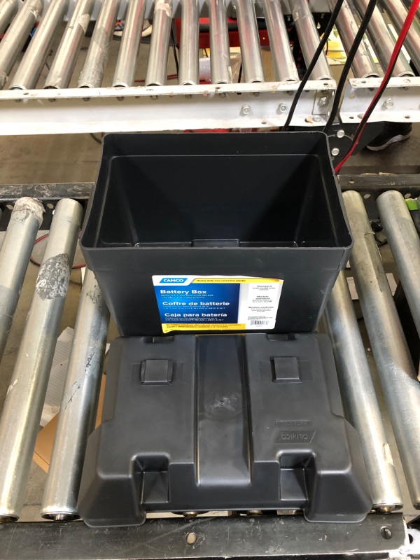 Photo 2 of Camco Heavy Duty Battery Box with Straps and Hardware - Group 24 |Safely Stores RV, Automotive, and Marine Batteries |Durable Anti-Corrosion Material | Measures 7-1/4" x 10-3/4" x 8" | (55363) Frustration Free Packaging Regular Battery Box