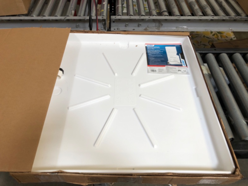 Photo 1 of Camco 28.0 in. x 30.0 in. Stackable Washing Machine Drain Pan with PVC Fitting