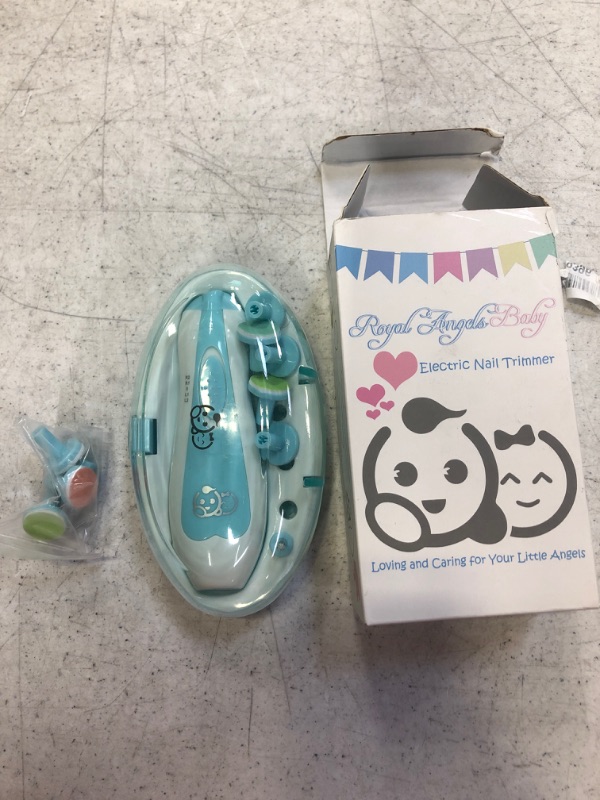 Photo 2 of Baby Nail Clippers 20 in 1 by Royal Angels Baby | Safe Electric Baby Nail Trimmer, Baby Nail File Kit, Additional Replacement Heads, Newborn Toddler Toes and Fingernails, Trim and Polish (Blue)