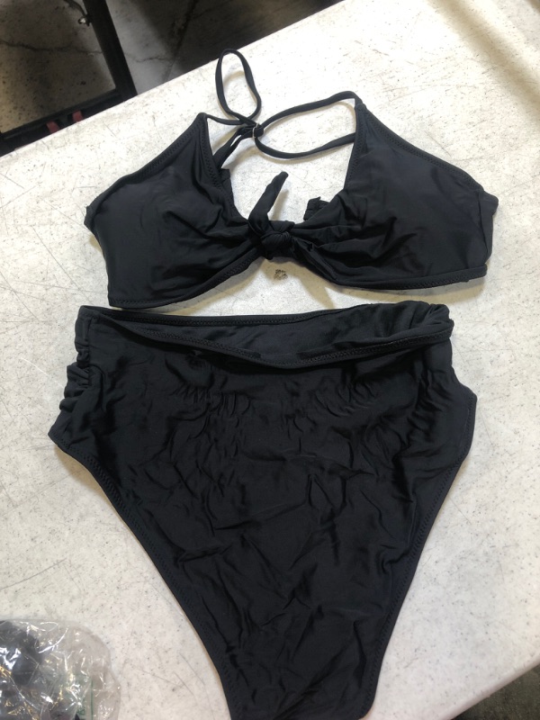 Photo 1 of 2 PIECE BLACK BATHING SUIT SIZE MEDIUM 