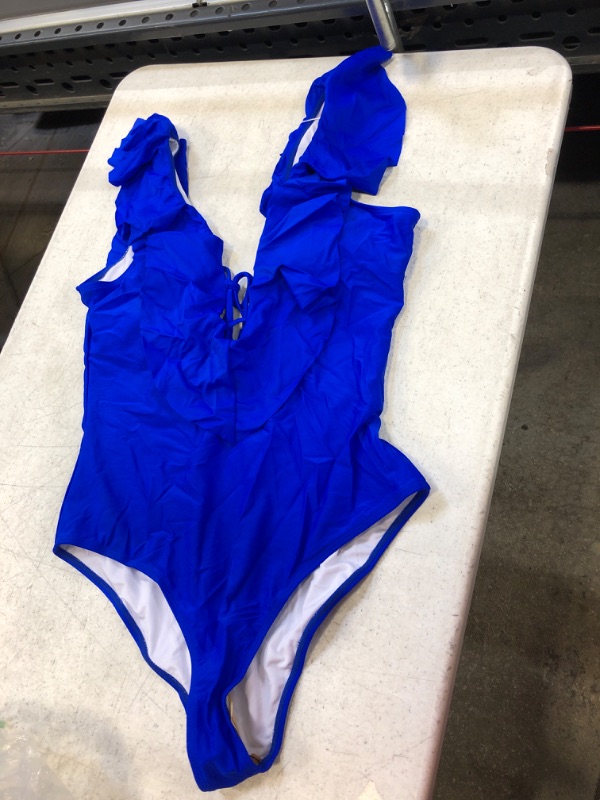 Photo 1 of BLUE ONE PEICE BATHING SUIT SIZE LARGE 