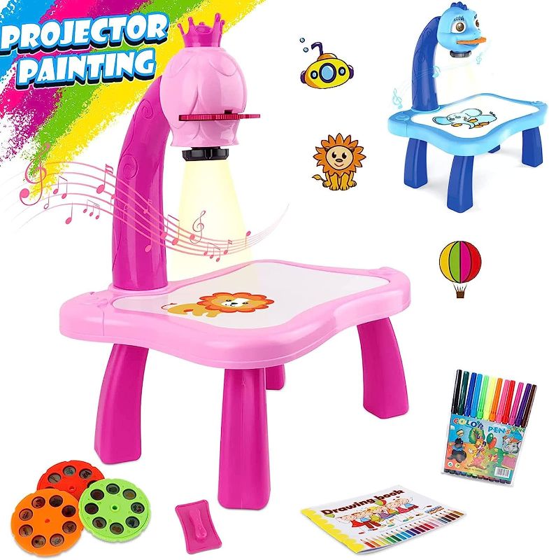 Photo 1 of Drawing Projector Table for Kids, Trace and Draw Projector Toy with Light & Music, Children's Smart Projector Painting Sketcher Board Set, Learning Drawing Toys for Boys Girls Age 3+ *** ITEM IS MISSING MARKERS ***
