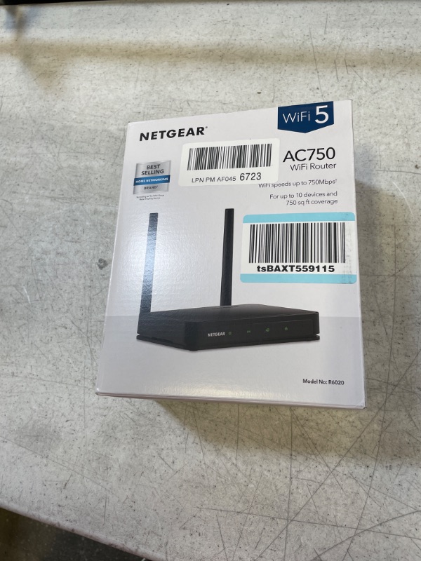 Photo 2 of NETGEAR Dual Band WiFi Router (R6020) – AC750 Wireless Speed (Up to 750Mbps), Coverage up to 750 sq. ft, 10 Devices, 4 x Fast Ethernet Ports