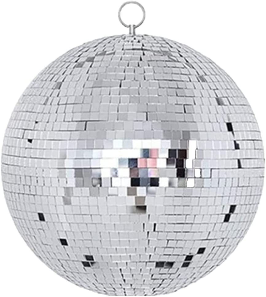 Photo 1 of 16 Inch Large Disco Ball Decorations, 70's 80's 90's Silver Rotating Glass Mirror Ball with Hanging Ring, for Bar DJ Club Stage Lighting Holiday Christmas Party Birthday Wedding Home Business Events…
