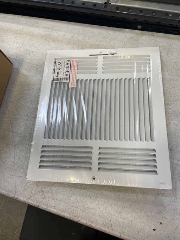 Photo 2 of 14"W x 12"H [Duct Opening Size] 3 Way Steel Air Supply Diffuser | Register Vent Cover Grill for Sidewall and Ceiling | White