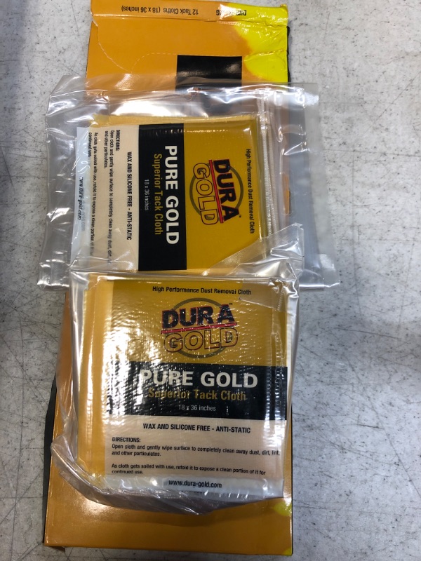 Photo 2 of Dura-Gold - Pure Gold Superior Tack Cloths - Tack Rags (Box of 12) - Woodworking and Painters Professional Grade - Removes Dust, Sanding Particles, Cleans Surfaces - Wax and Silicone Free, Anti-Static 12 Count (Pack of 1)